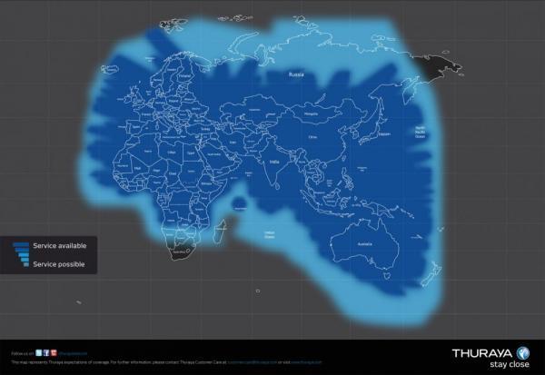 Зона покрытия Thuraya